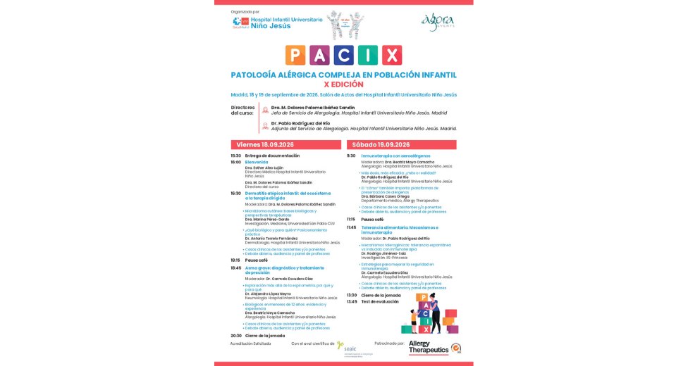 Curso PACI X edición. Patología alérgica compleja en población infantil